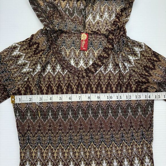 Apple Bottoms Sheer Brown Paisley Hooded Bathing Swim Suit Coverup Pocket Size M - Picture 8 of 10